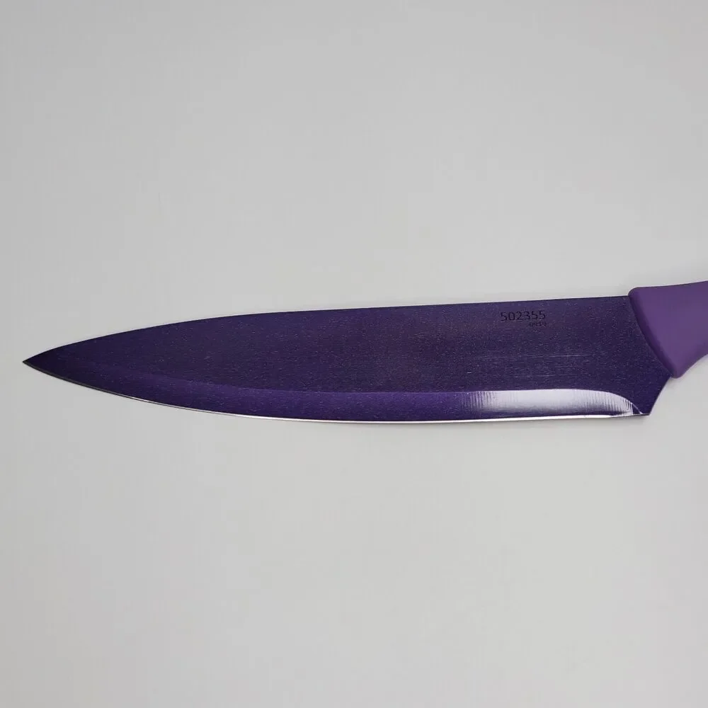 Cuisinart 2pc Knife‎ Set Purple 8in Slicing Blue 7.5in Serrated with Guards